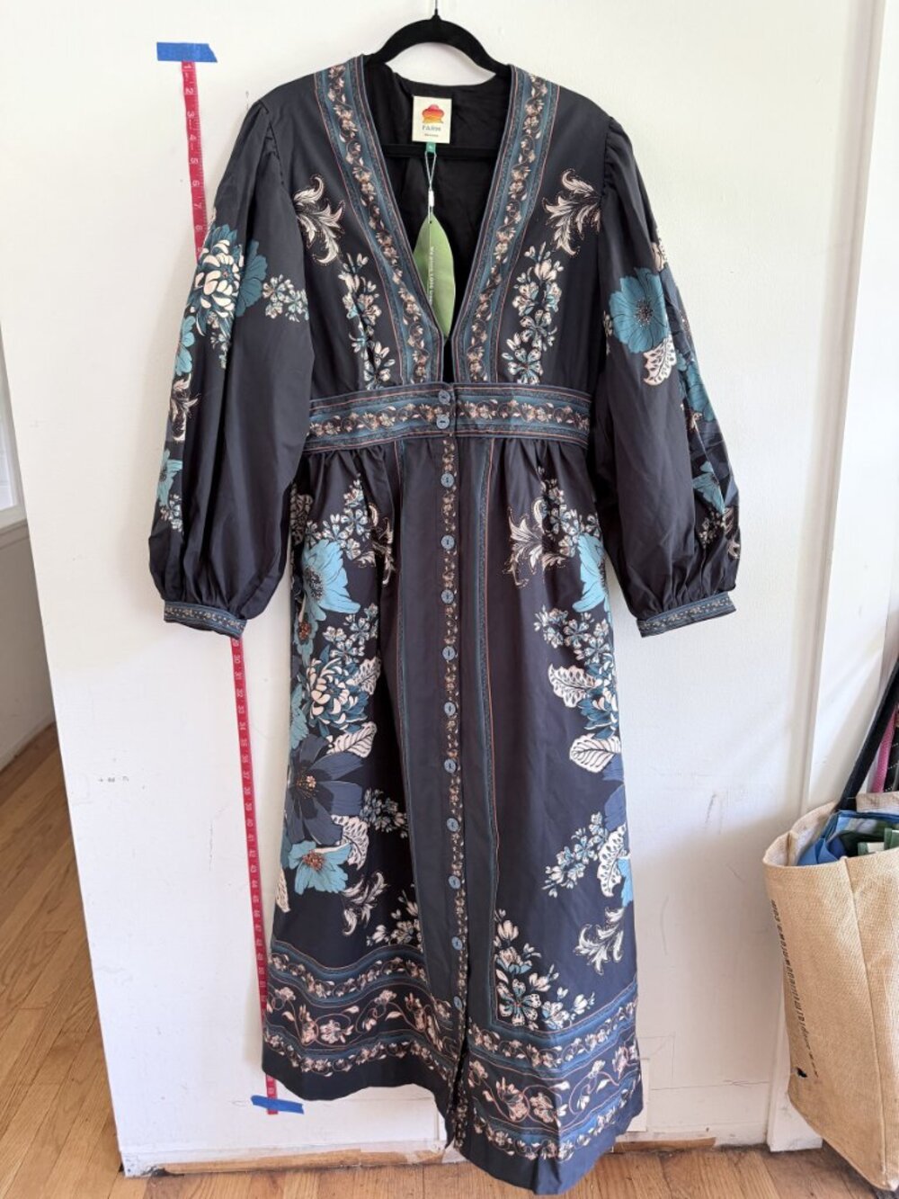 FARM Rio BLOSSOM TAPESTRY BLACK MIDI DRESS XL NWT - Picture 7 of 10